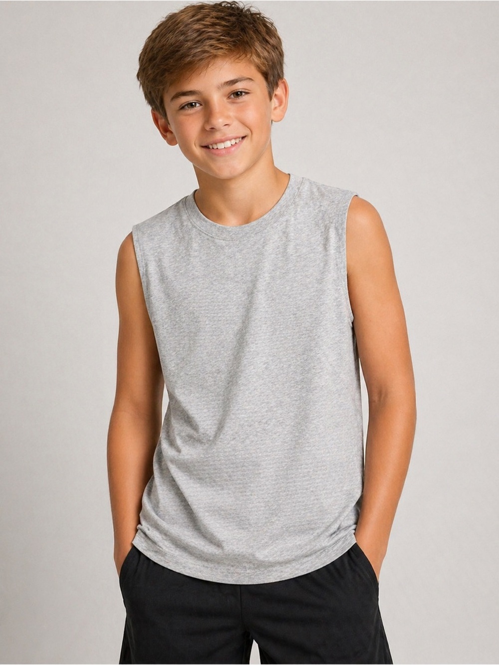 Bottlecaps Boutique Brand Youth L 14/16 Light Gray Sleeveless Tank Top Like New